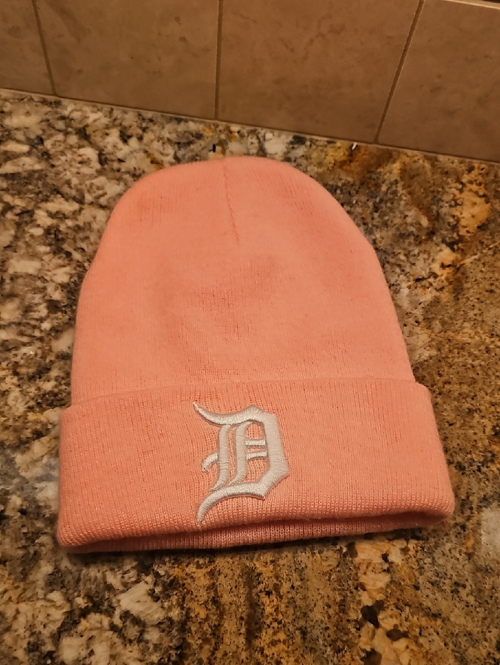 Women's Detriot D Embroidered Knit Beanie - Pink New Without Tags